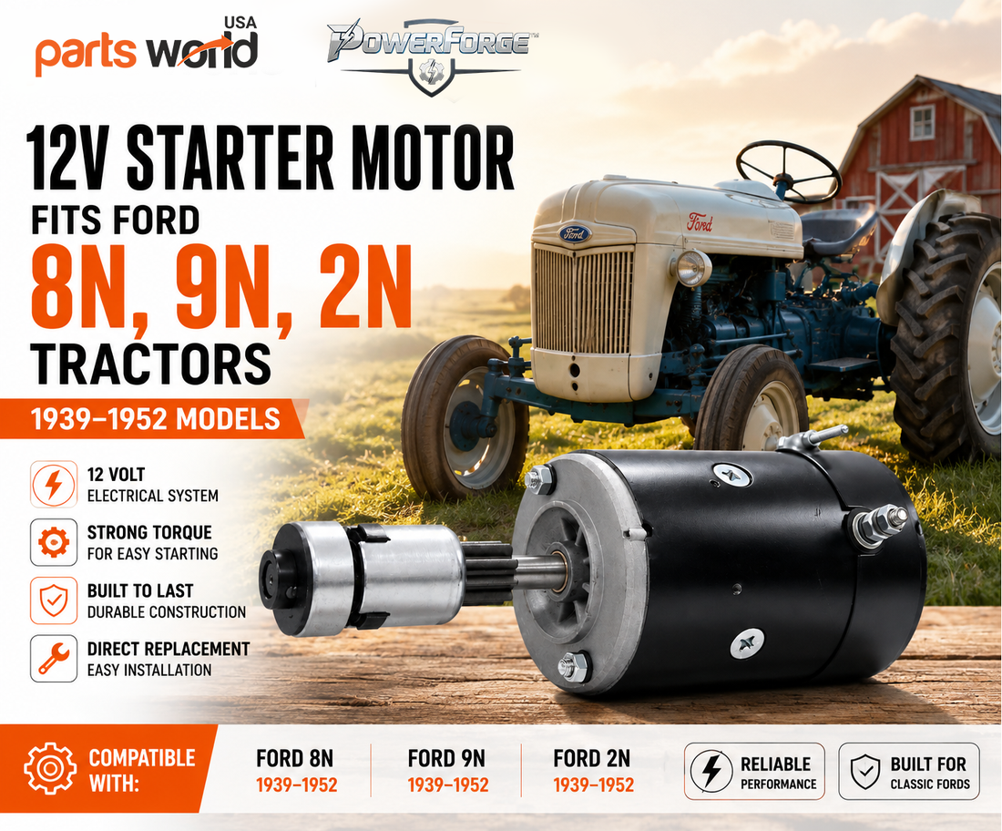 12V Starter Motor for Ford 8N, 9N, and 2N Tractors: Reliable Replacement for 1939–1952 Models