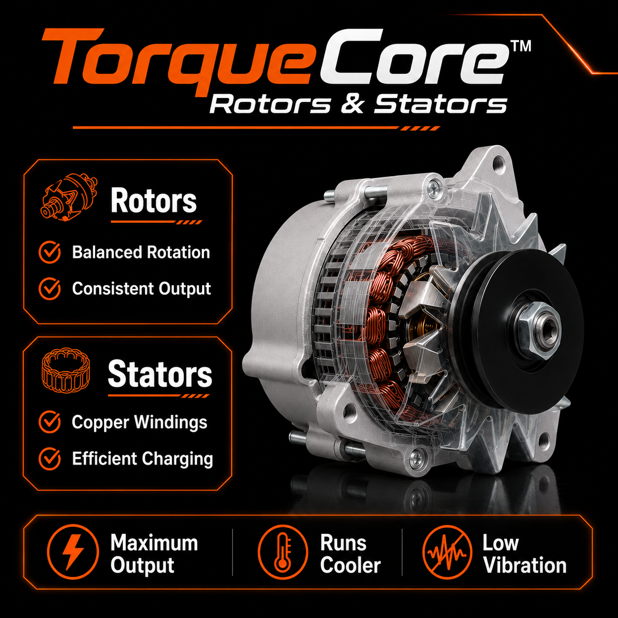 12V 72A Alternator fits Allis Chalmers 7000 7010, FORD 296C (1985-1992)