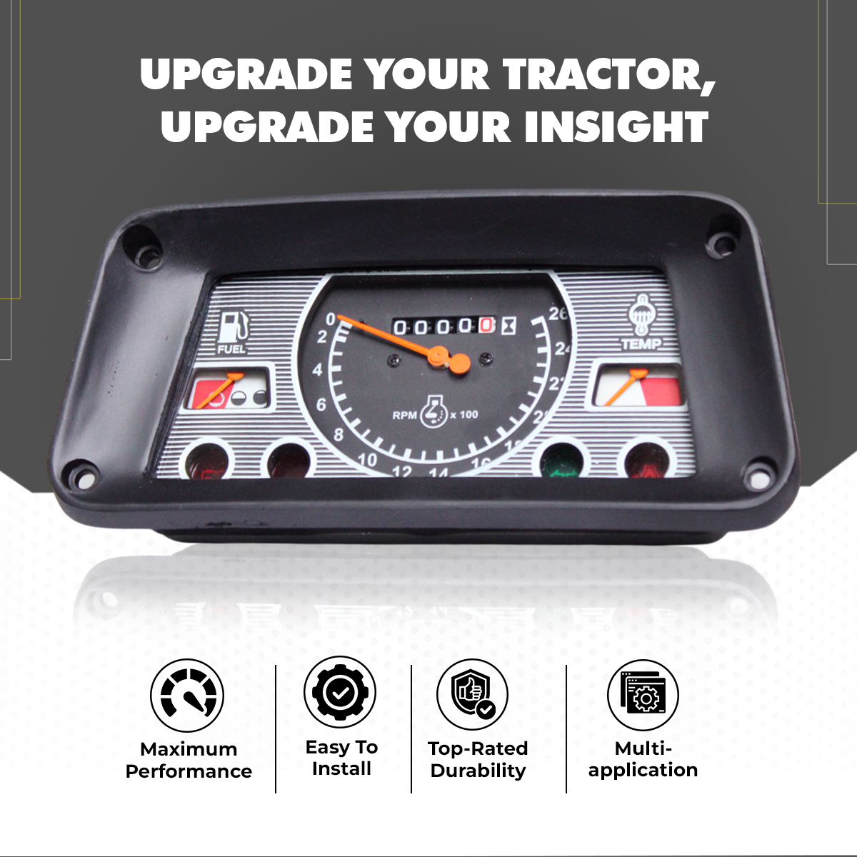 Top sticker label view of E5NN10849BA cluster gauge for Ford 7600 tractor models