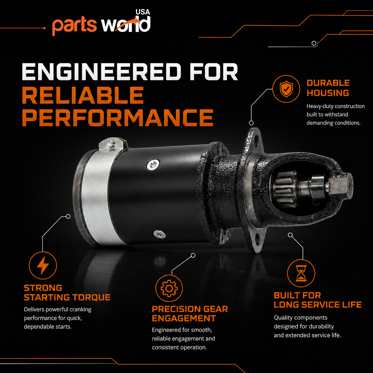 6V Starter Motor fits Massey Ferguson TO-20 (1948-1951)