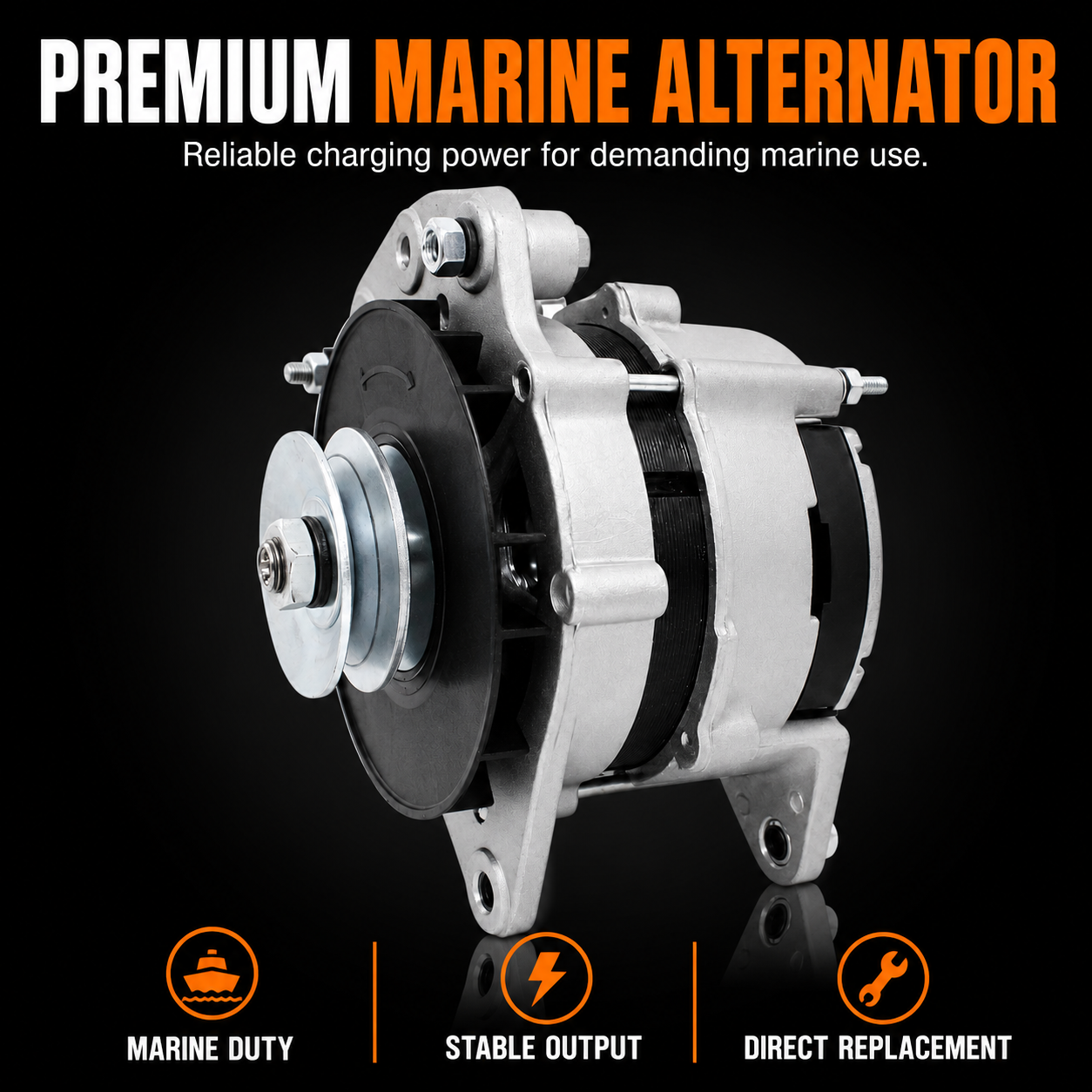 12V 70A Universal Marine Alternator fits Various Boats, Prestolite