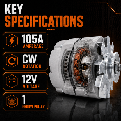 12V 105A Alternator fits Chevy GMC ADR 0151, 7127 SEN, 7127-SEN-100A1G