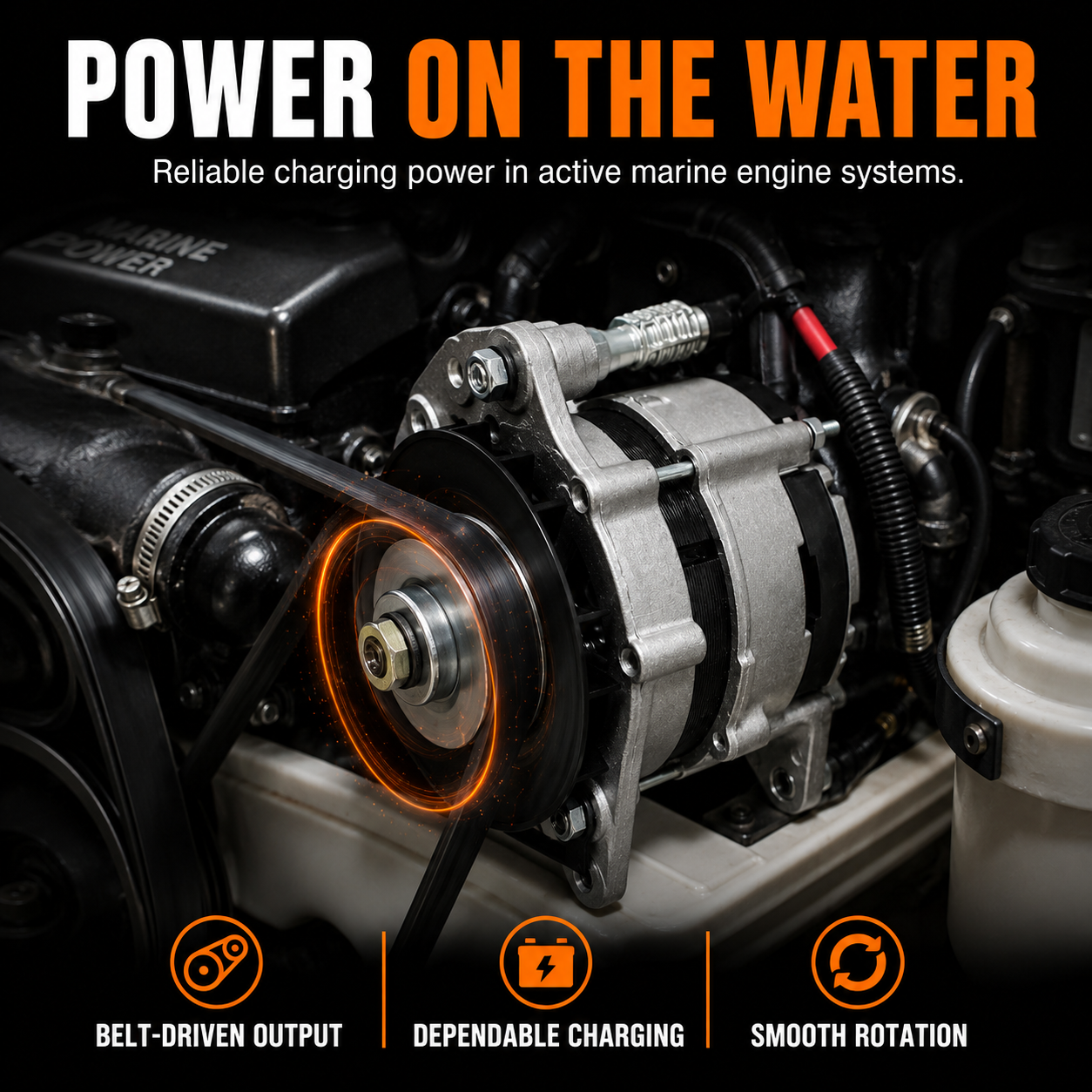 12V 70A Universal Marine Alternator fits Various Boats, Prestolite