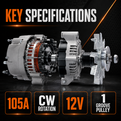12V 105A Alternator fits Chevy GMC ADR 0151, 7127 SEN, 7127-SEN-100A1G
