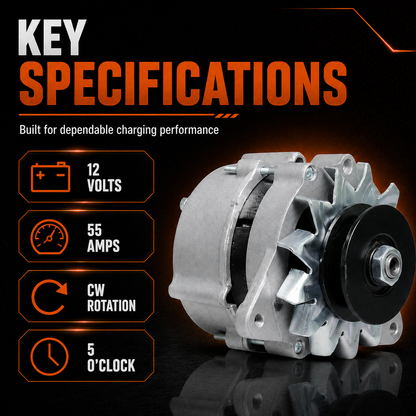 12V 55A Alternator fits Ford 455C 555C 655C(1989-1992) 3230(1990-1993)