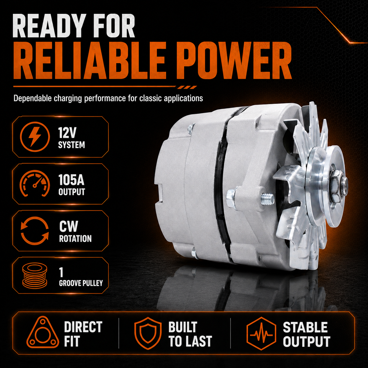 12V 105A Alternator fits Chevy GMC ADR 0151, 7127 SEN, 7127-SEN-100A1G