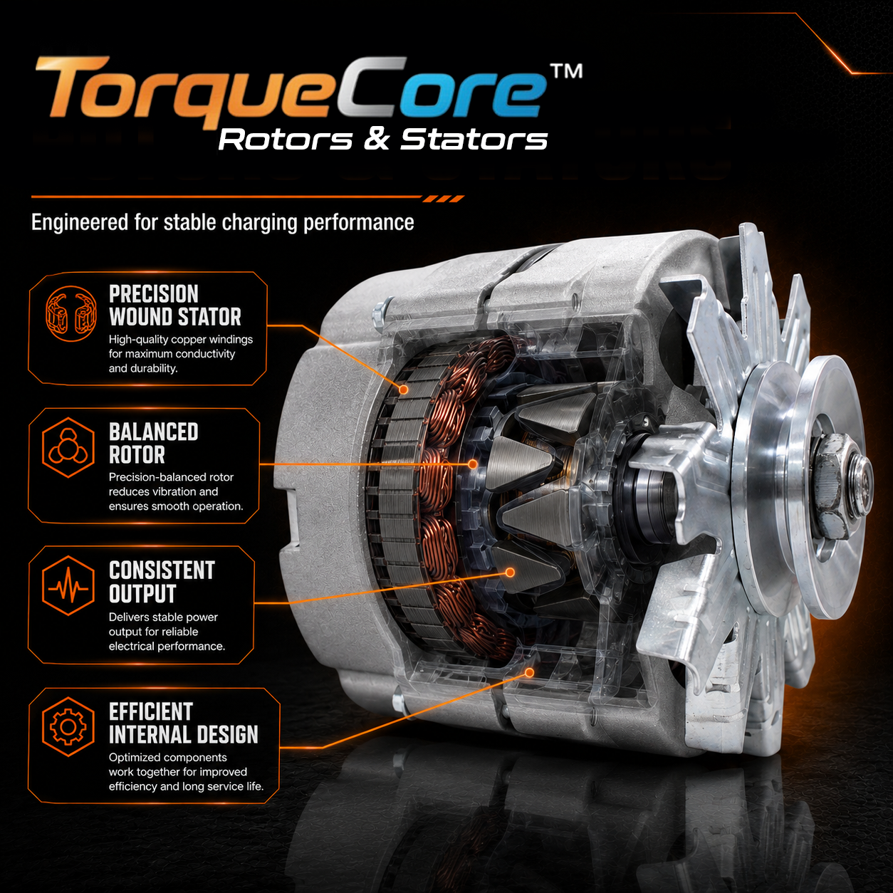 12V 105A Alternator fits Chevy GMC ADR 0151, 7127 SEN, 7127-SEN-100A1G