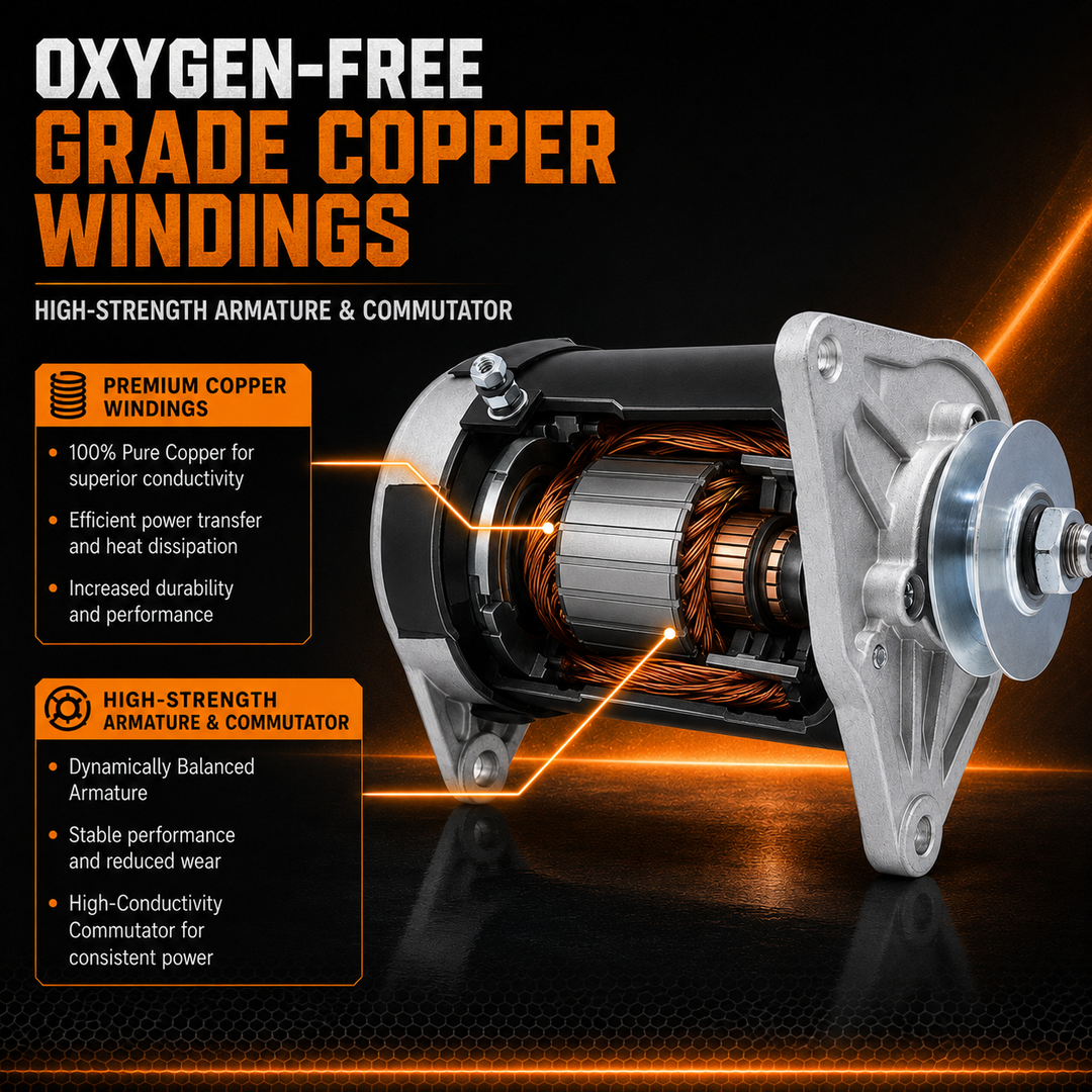 Oxygen-Free Grade Copper Windings | High-Strength Armature & Commutator