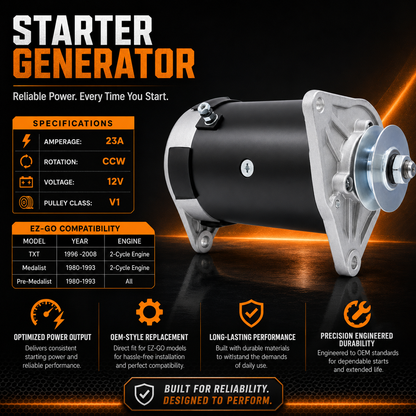 12V 23A Starter Generator fits EZ-GO Medalist & Pre-Medalist (1980-1993)