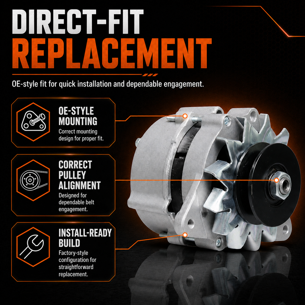 12V 55A Alternator fits Ford 455C 555C 655C(1989-1992) 3230(1990-1993)