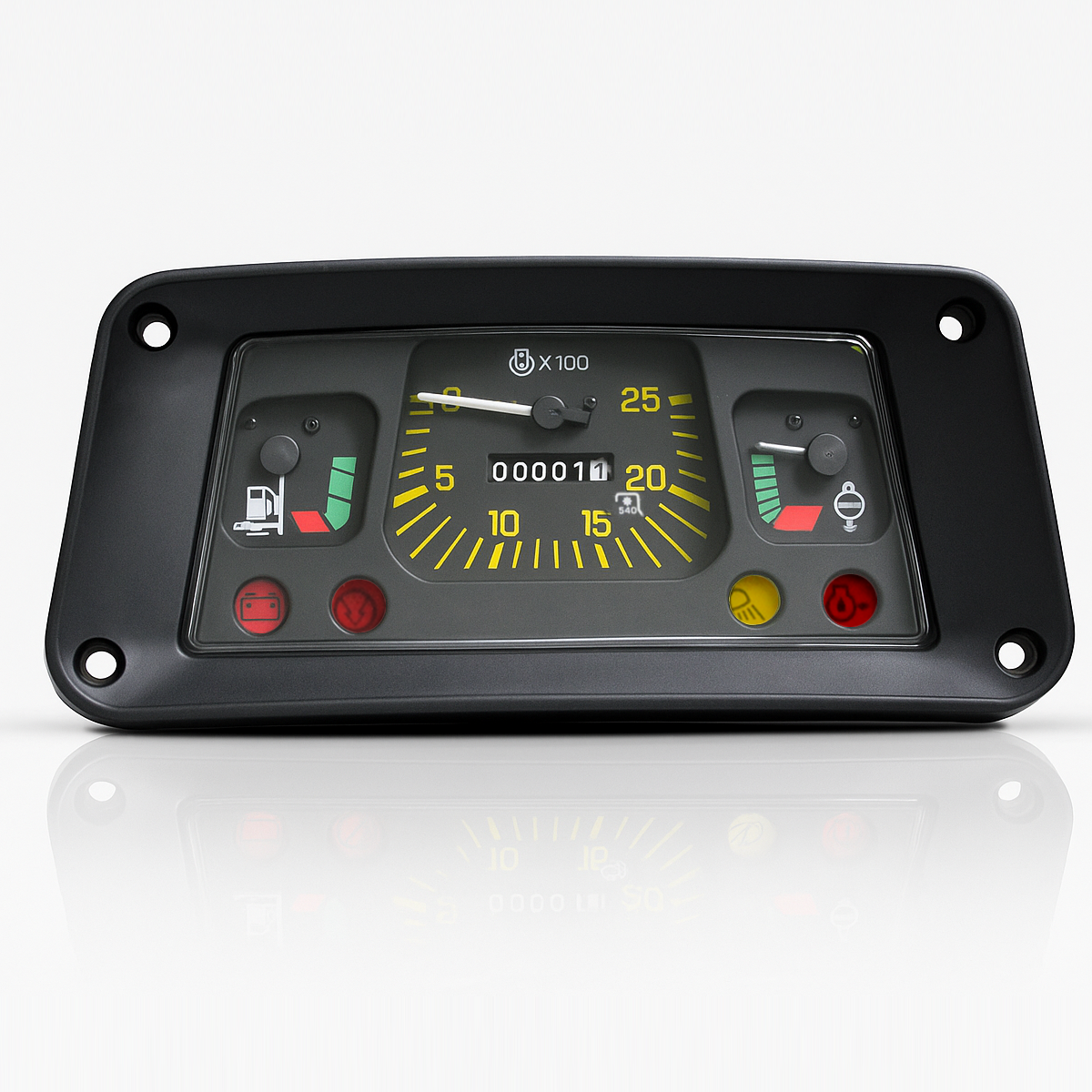 Rear pin connector view of E5NN10849DA gauge cluster for Ford 2610 and 2810 tractors