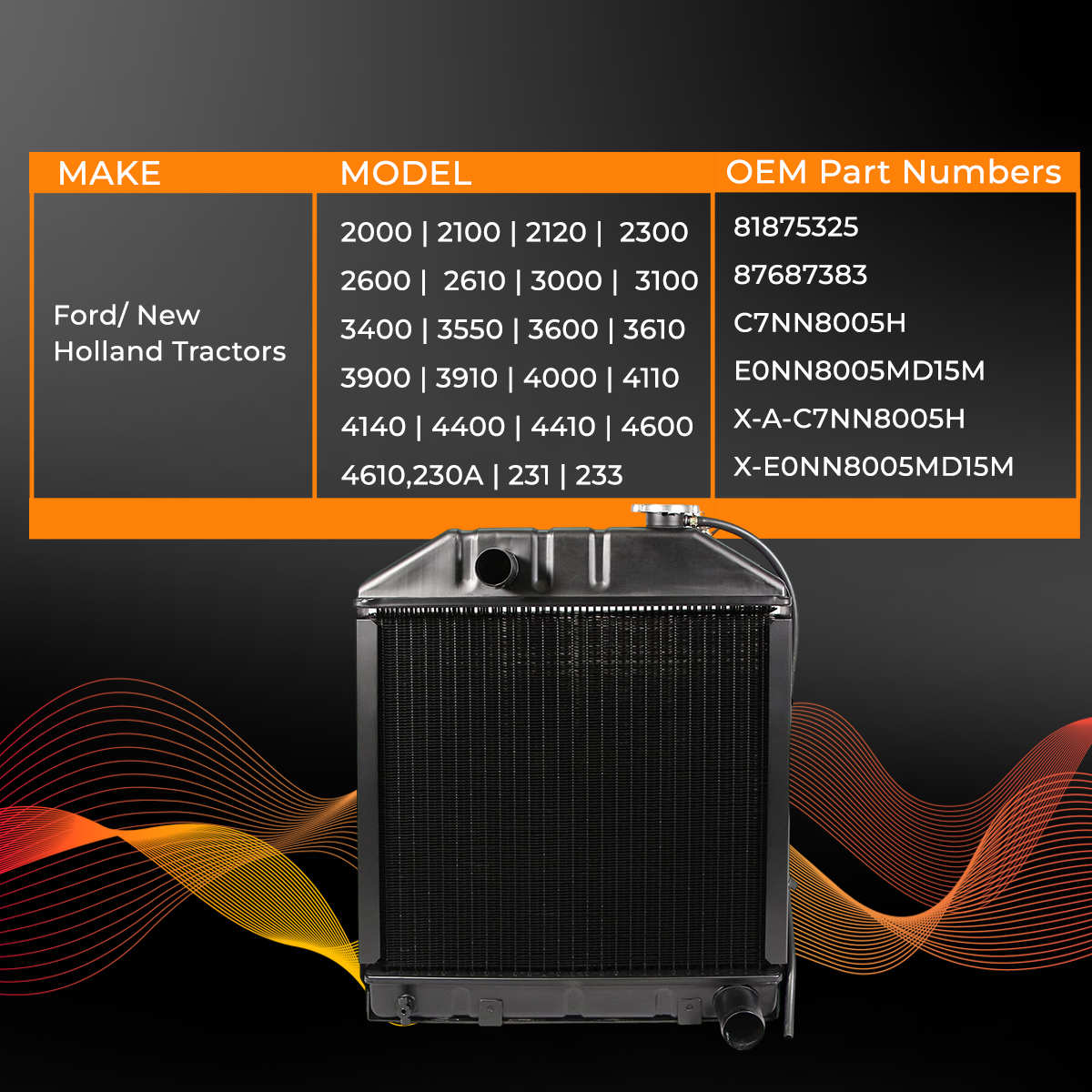 Copper Radiator fits Ford Tractor 2000 2600 3000 3400 3500 4000