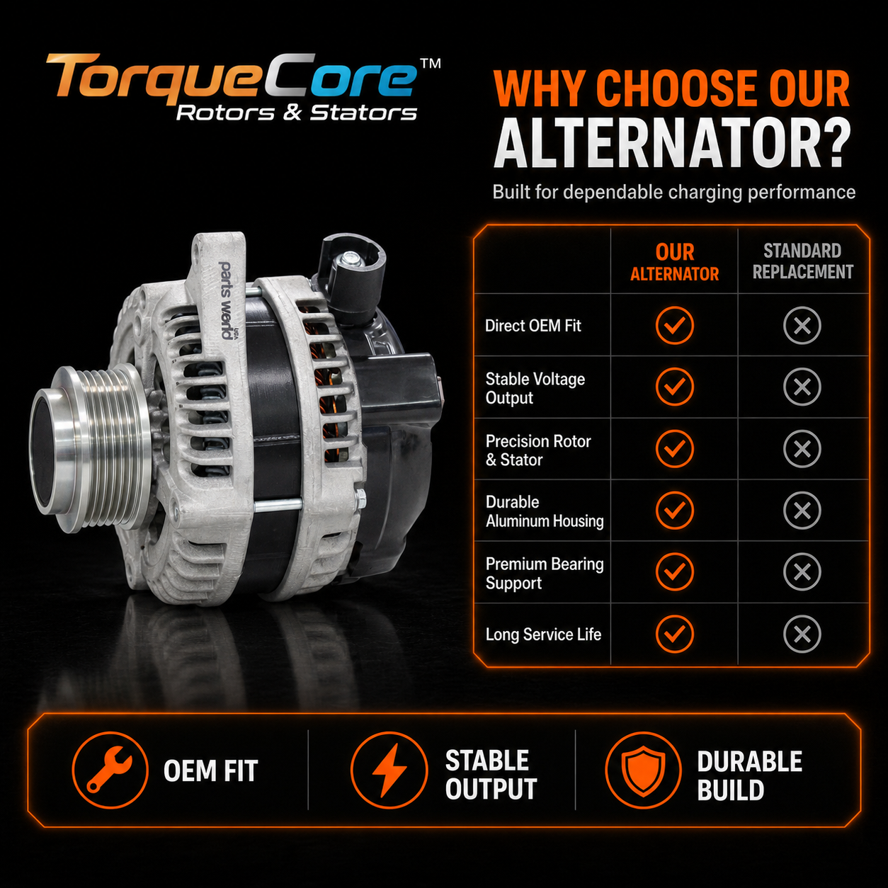 12V 130A Alternator fits Honda Odyssey (2014-2017) 11775N