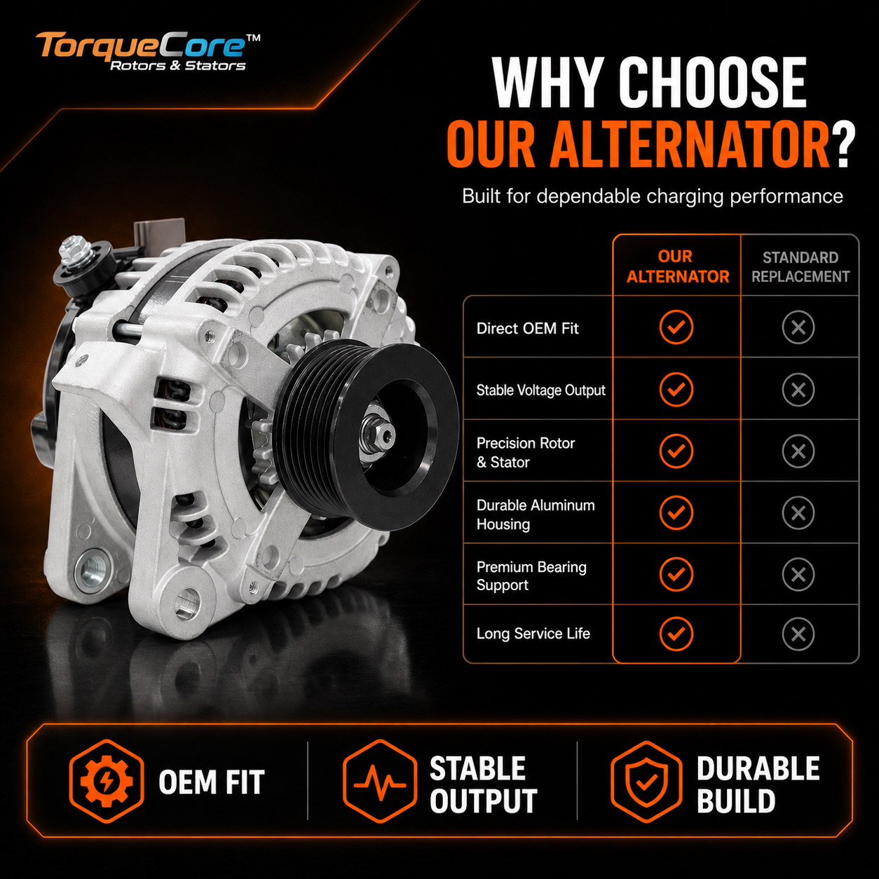 12V 100A Alternator fits Toyota (2004-2006) 11034N 9664219-388