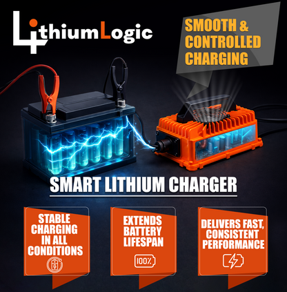 LithiumLogic™ 36V (Max 43.8V) 20A battery charger with M8 Ring Terminals