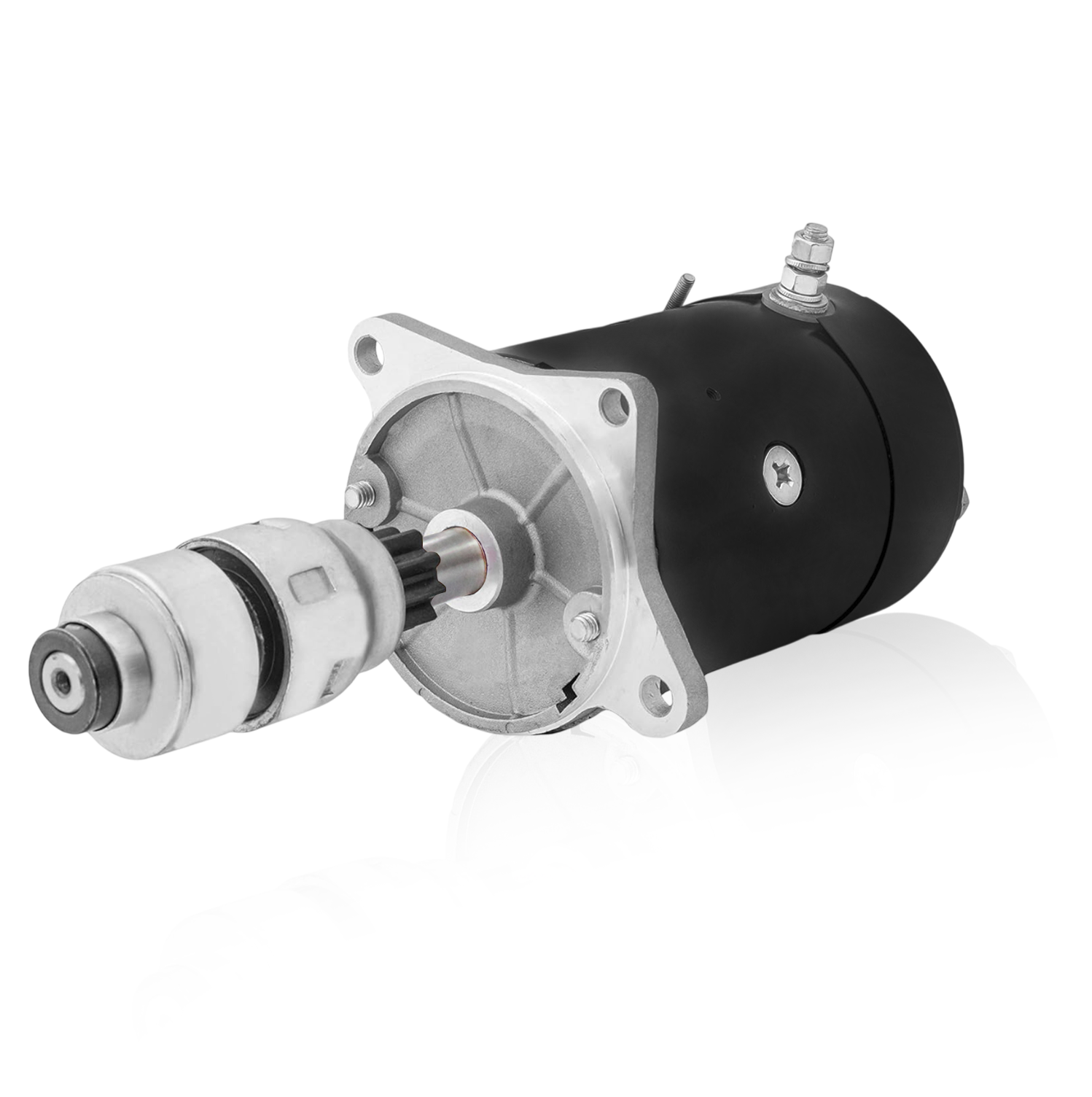 Front view of 12V starter motor for Ford F-100, F-250, F-350 trucks (1956–1961)
