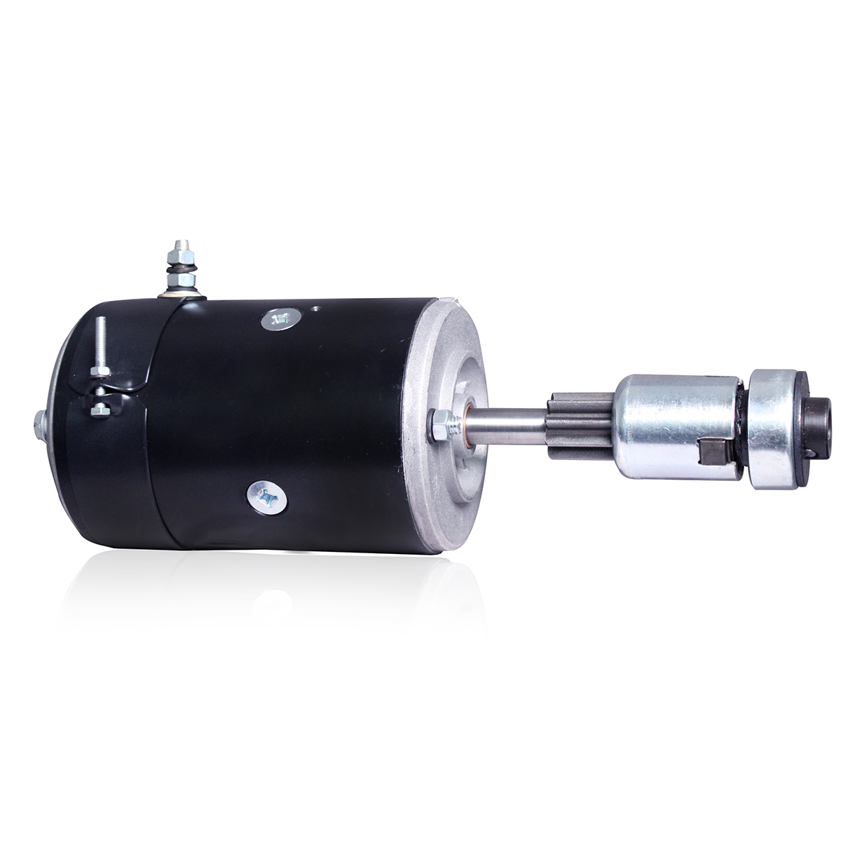 Side view of 6V starter motor for Ford 8N, 9N, and 2N tractors (1939–1952)