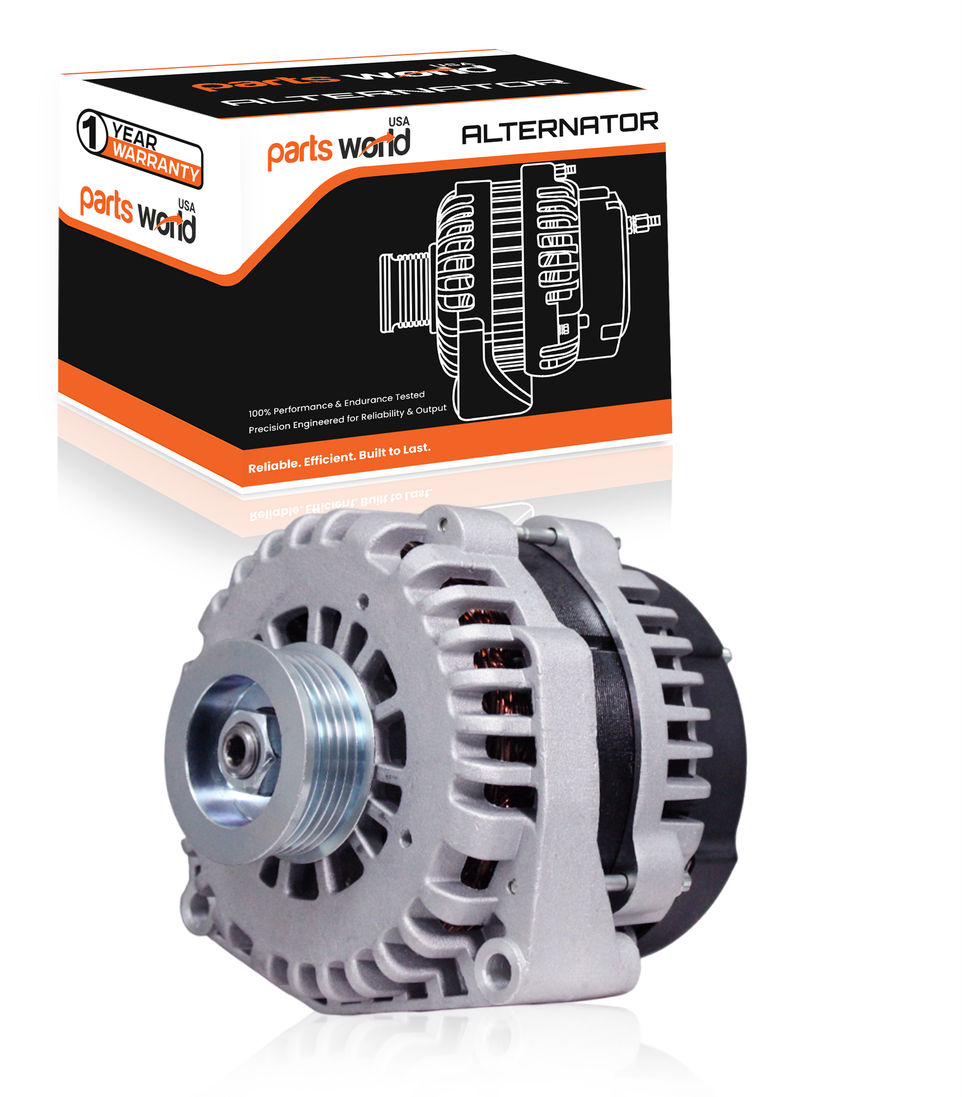 12V 160A Alternator Front View with Box for GMC Sierra, Yukon
