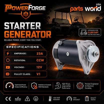 12V 23A Starter Generator fits Club Car DS, Precedent (1996 - 2015)