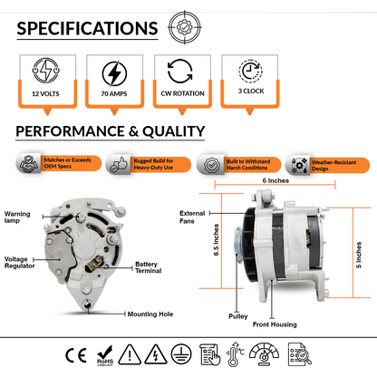 Box packaging of Prestolite 12V 70A universal marine alternator