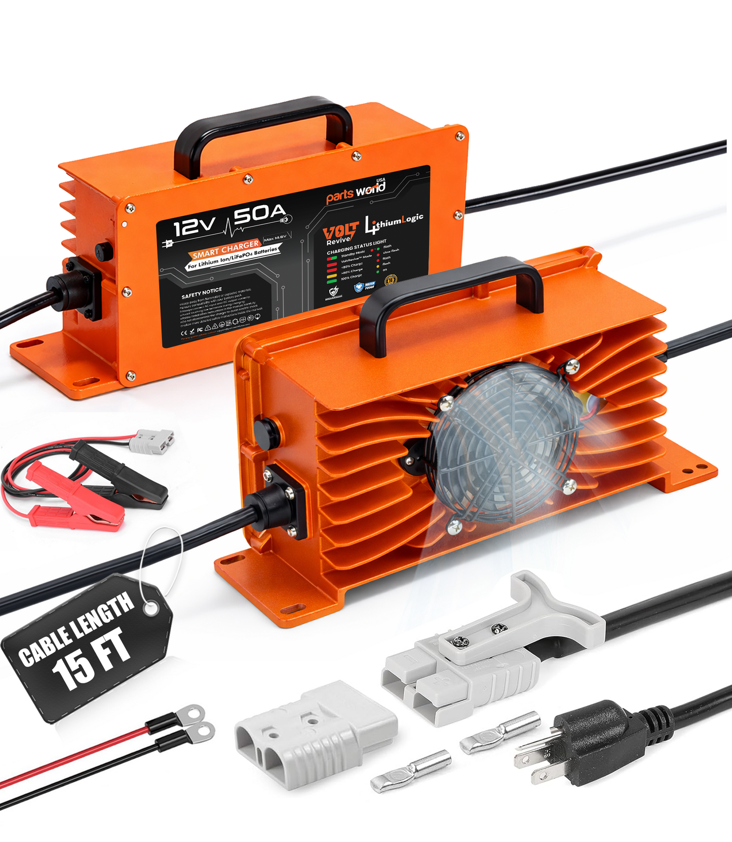 LithiumLogic™ 12V (Max 14.6V) 50A battery charger with SB50 plug