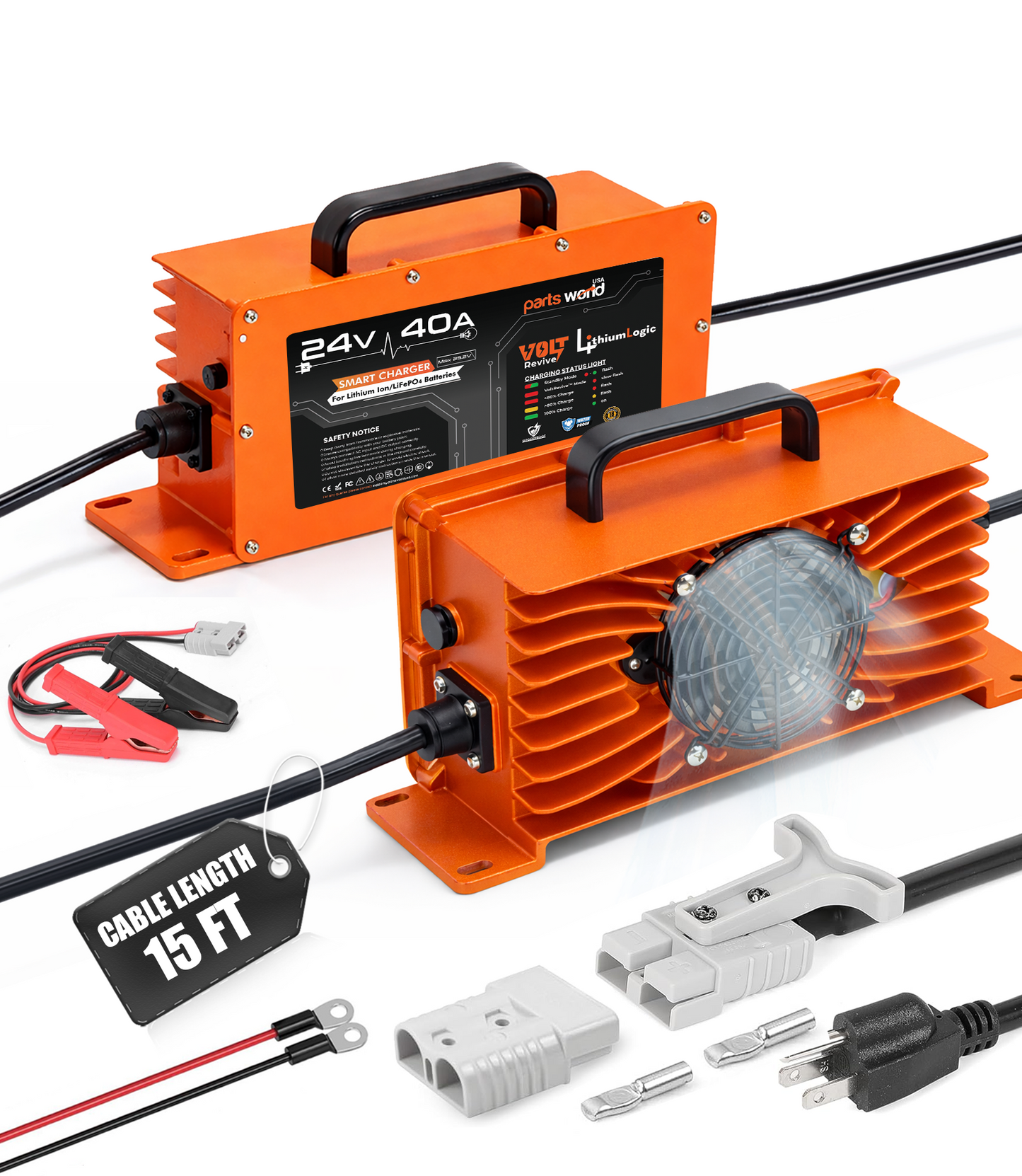 LithiumLogic™ 24V (Max 29.2V) 40A battery charger with SB50 plug