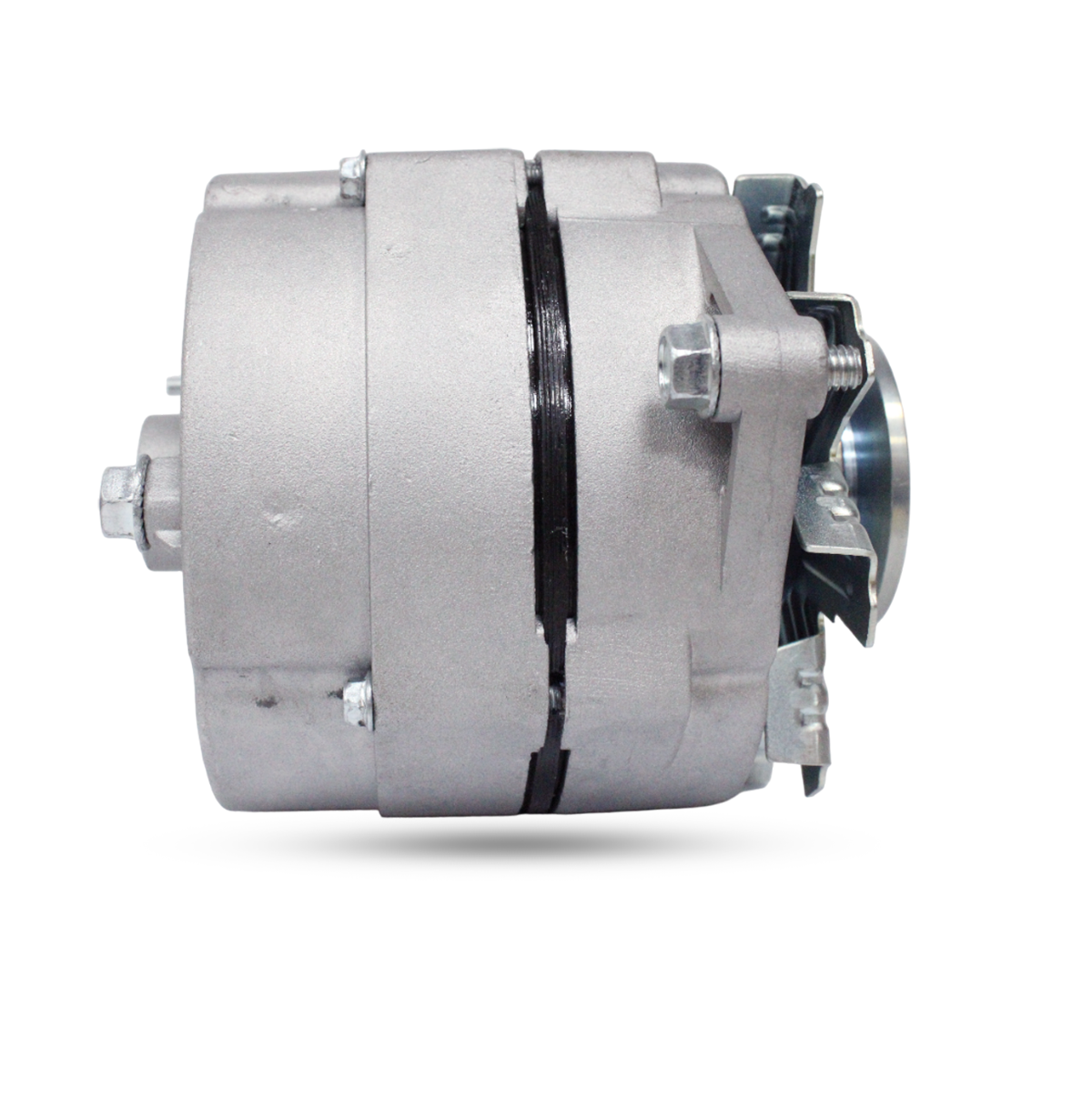 Front view of 12V 63A alternator compatible with Buick, Chevy, GMC, Case 580C 
