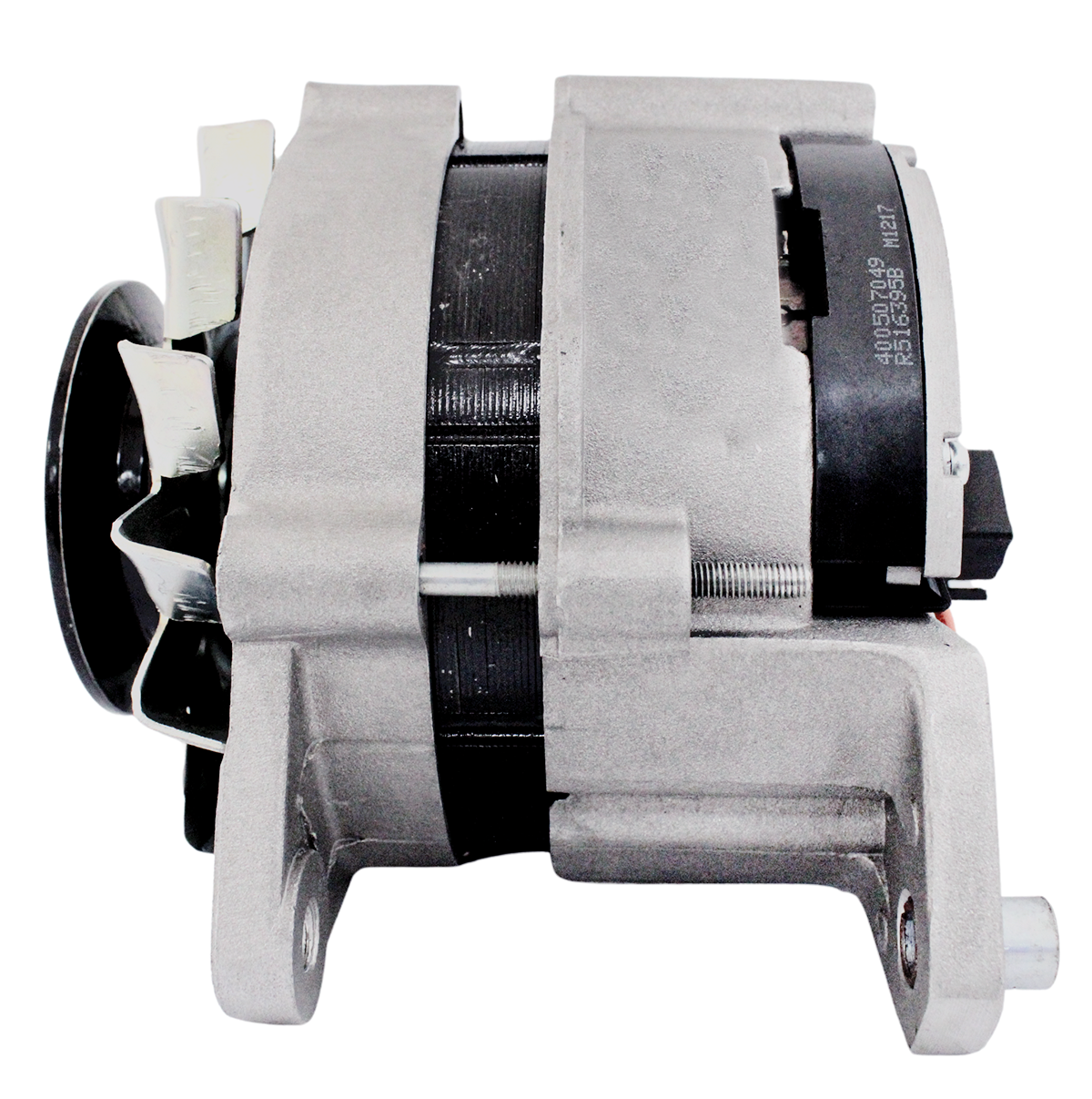 Side angle of 12V 55A alternator compatible with Ford 3230, 455C, and 655C