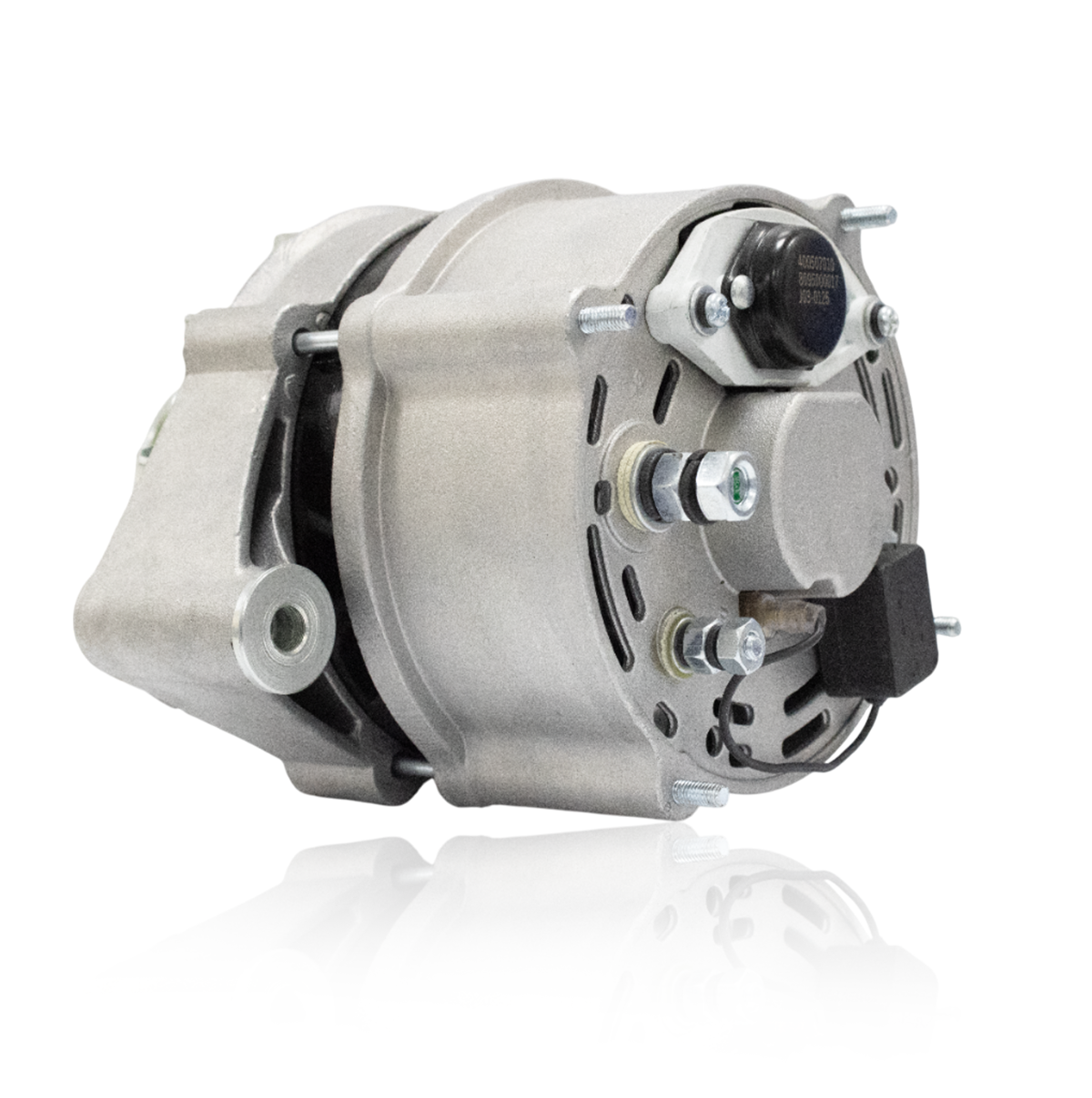 Detailed mounting and bracket view of John Deere 12V 65A alternator