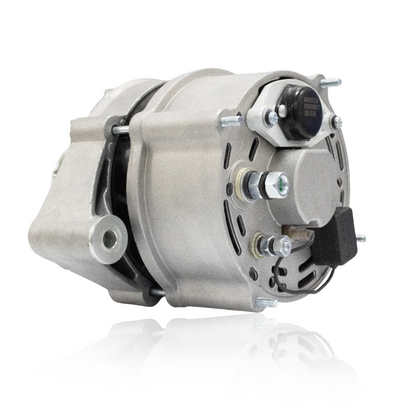 Detailed mounting and bracket view of John Deere 12V 65A alternator