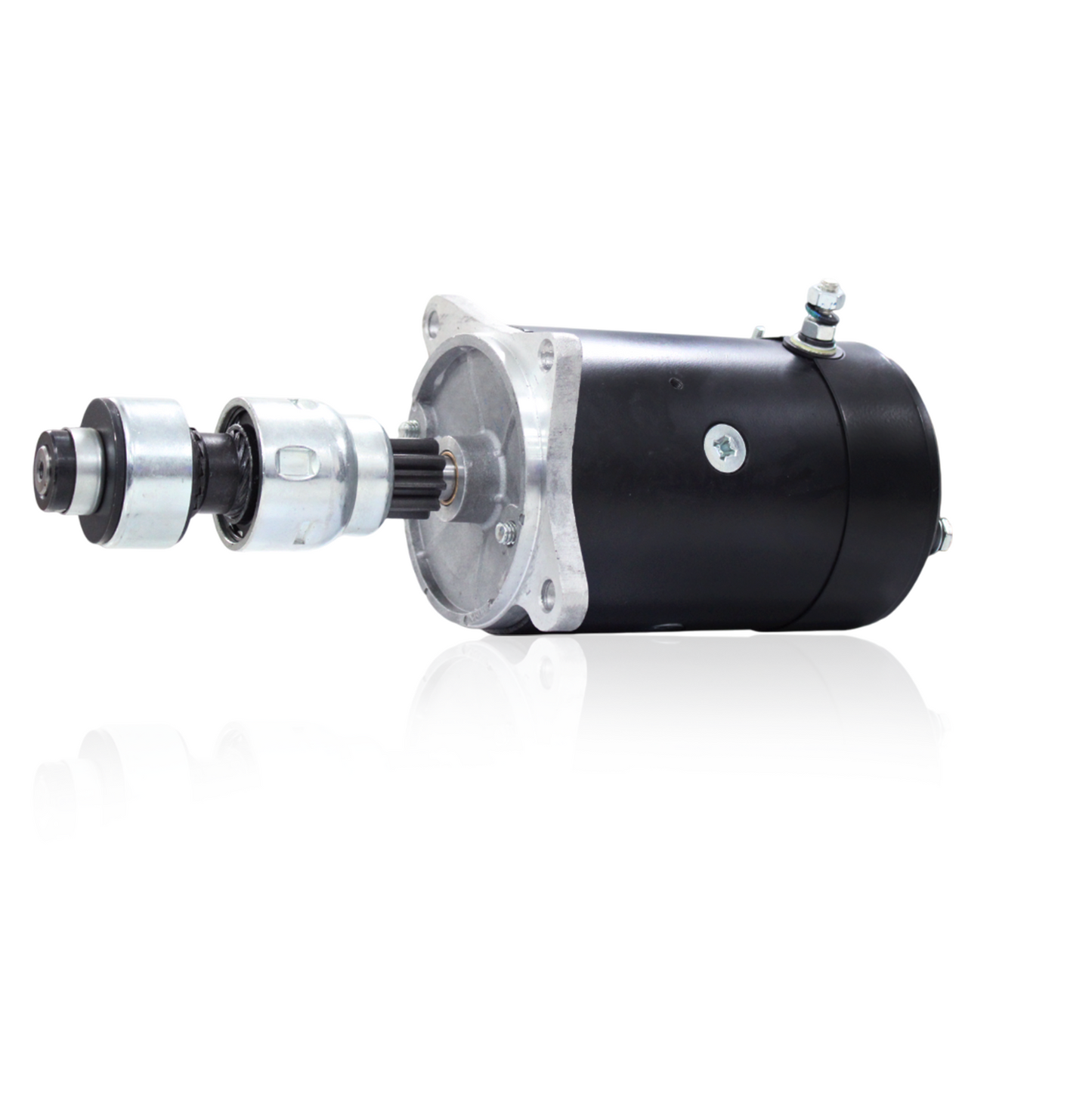 Side angle of 12V starter motor compatible with vintage Ford V8 vehicles
