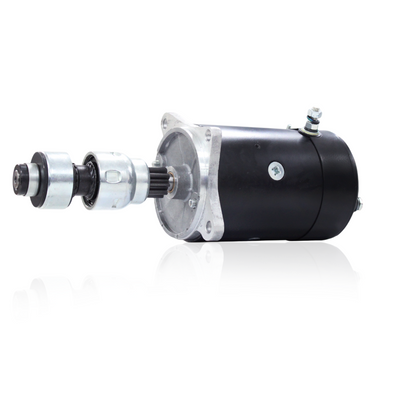Side angle of 12V starter motor compatible with vintage Ford V8 vehicles
