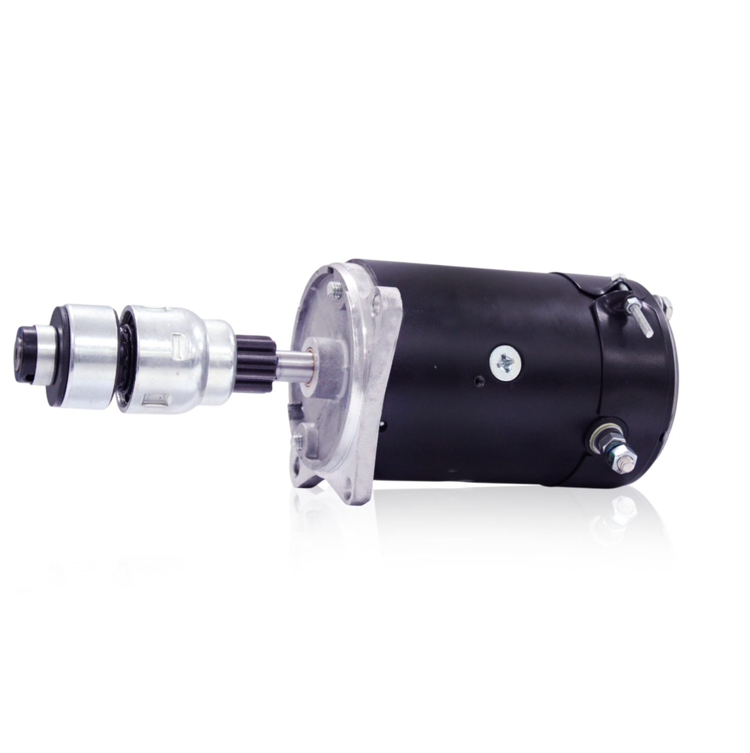  Black body side view of 12V starter for Ford F-350 from 1956 to 1961
