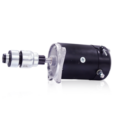  Black body side view of 12V starter for Ford F-350 from 1956 to 1961
