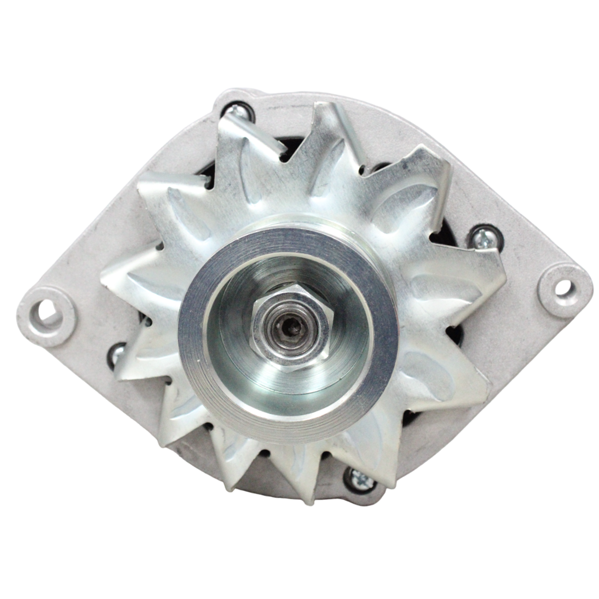 Side angle of 12V 65A tractor alternator for John Deere models 1030 to 1630
