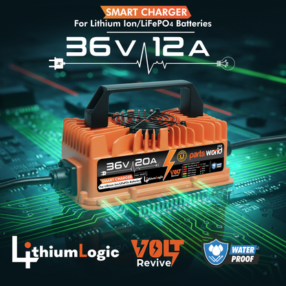 LithiumLogic™ 36V (Max 43.8V) 20A battery charger with M8 Ring Terminals