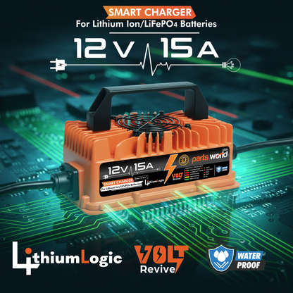 LithiumLogic™ 12V (Max 14.6V) 15A battery charger with SB50 plug