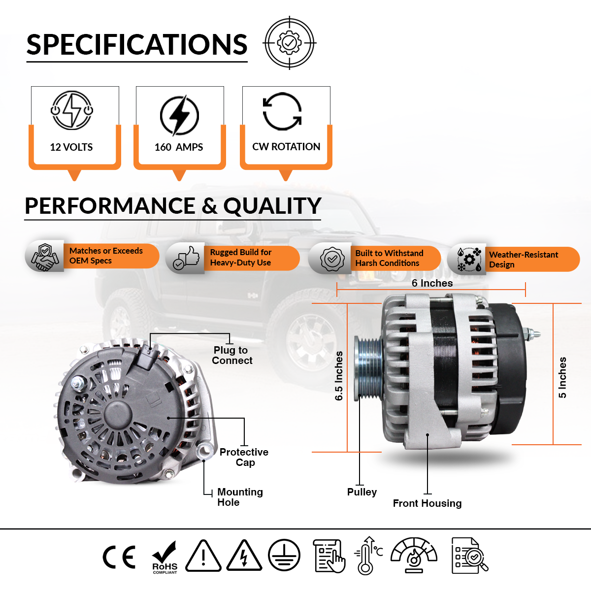 Rear Mounting Points of Alternator for Chevy Silverado 3500