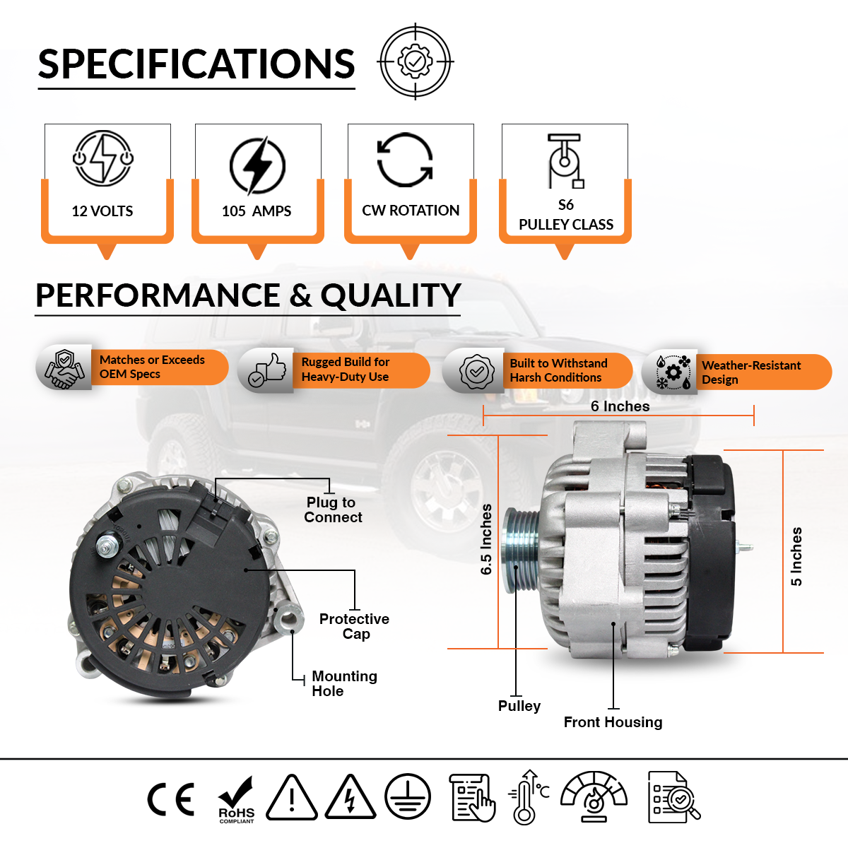 Product Label and Packaging Guide for 105A Alternator