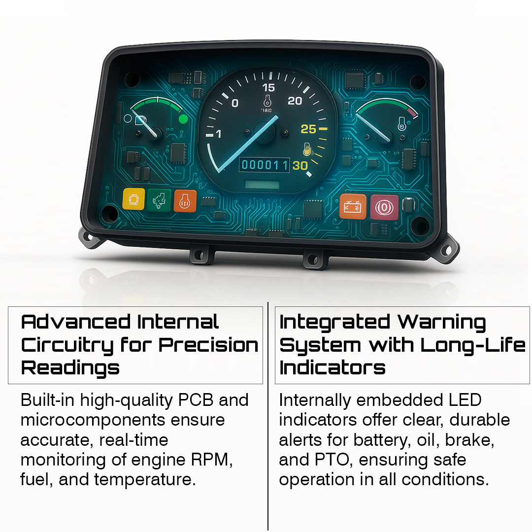 Close-up view of AM122798 gauge cluster for John Deere 4200 to 4700 tractors
