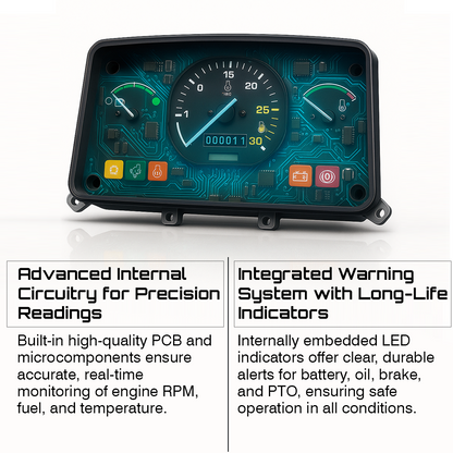 Close-up view of AM122798 gauge cluster for John Deere 4200 to 4700 tractors

