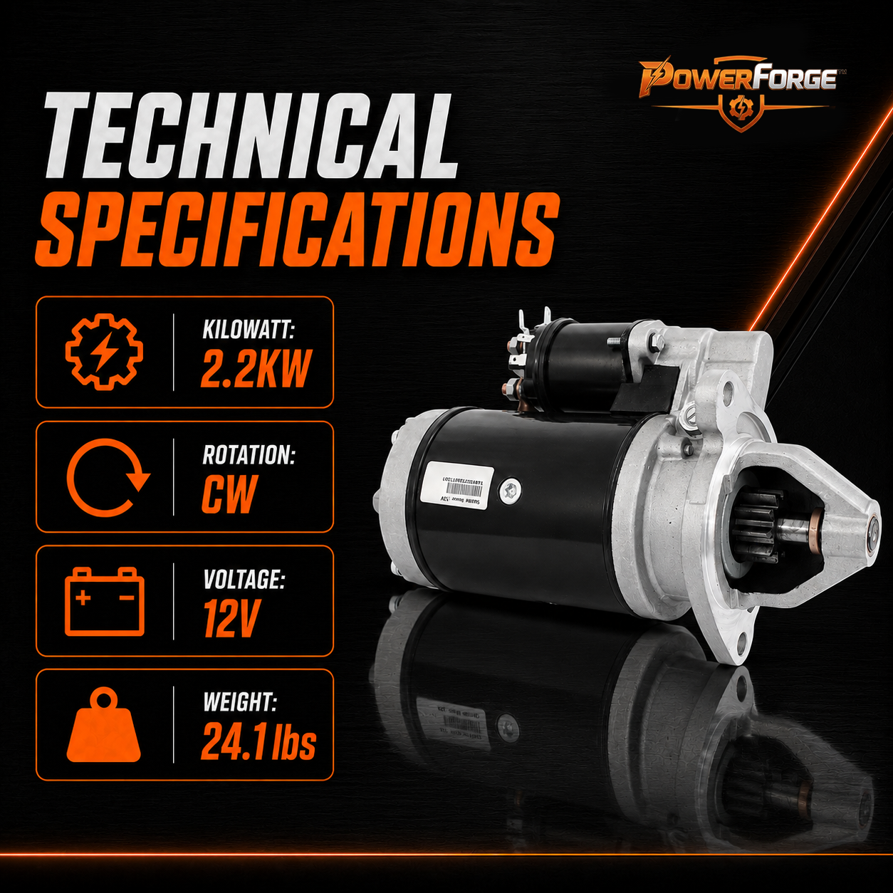 12V 2.2kW Starter Motor fits Massey Ferguson MF-135 MF-150 MF165