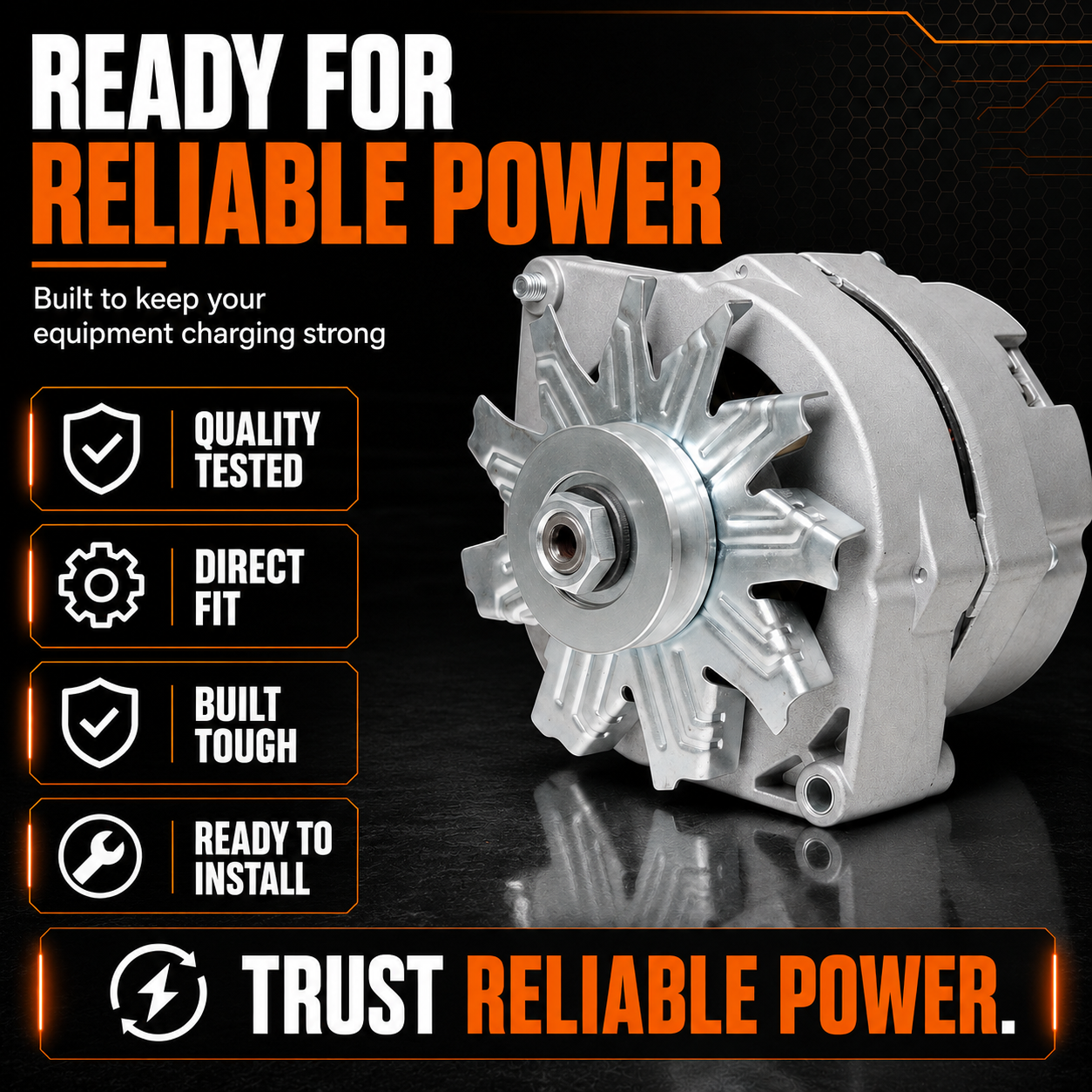 12V 72A Alternator fits Allis Chalmers 7000 7010, FORD 296C (1985-1992)