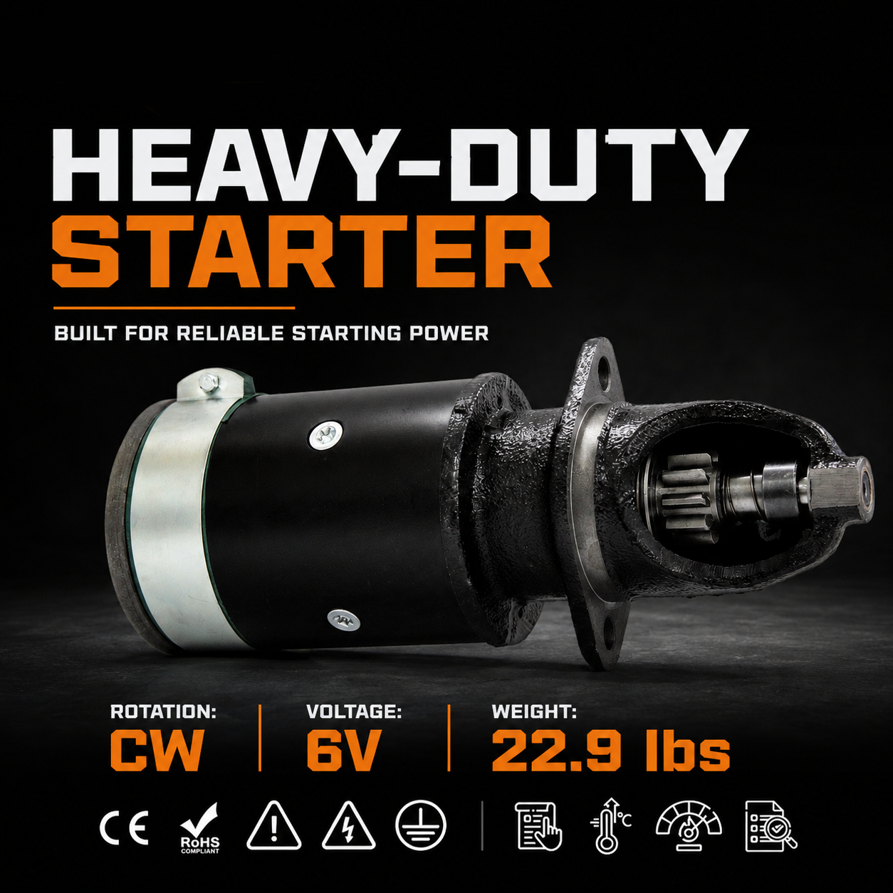 6V Starter Motor fits International Farmall H 1939-1953,Farmall MTA