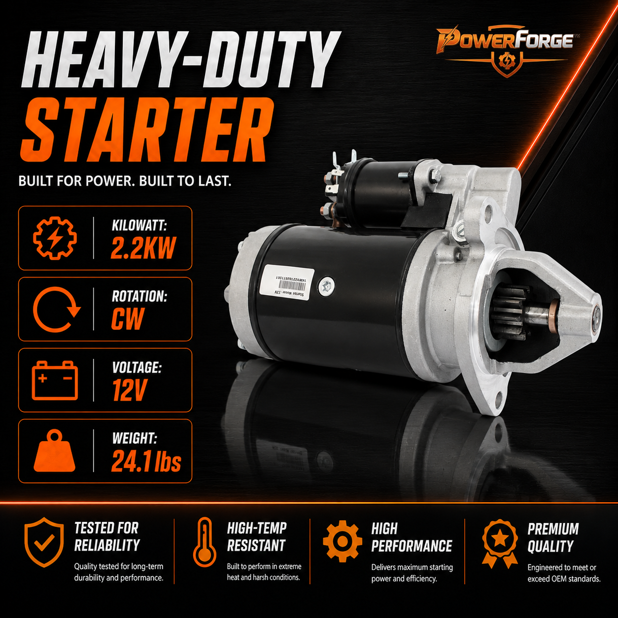 12V 2.2kW Starter Motor fits Massey Ferguson MF-135 MF-150 MF165