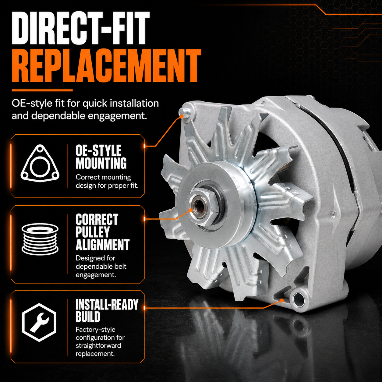 12V 72A Alternator fits Allis Chalmers 7000 7010, FORD 296C (1985-1992)