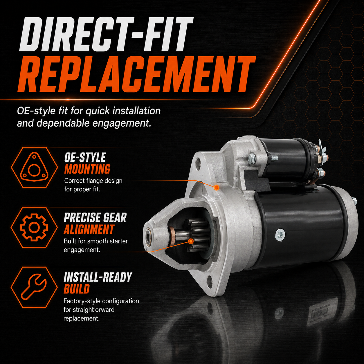 12V 2.2kW Starter Motor fits Massey Ferguson MF-135 MF-150 MF165