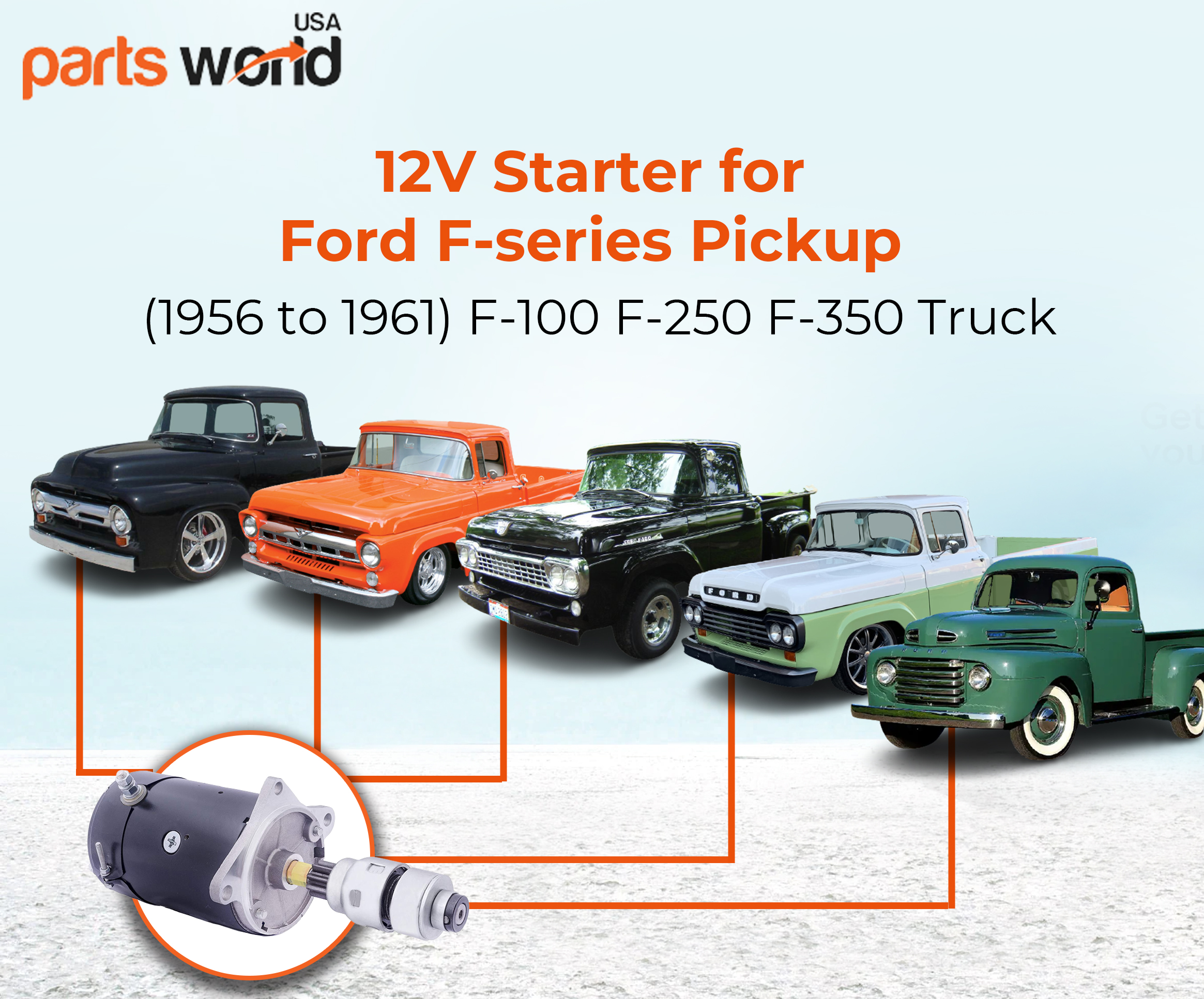 12V Starter for Ford F-100 F-250 F350 Truck (1956 to 1961) F-series Pickups